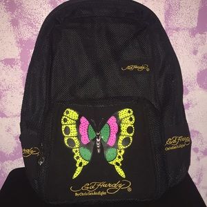 AUTHENTIC ED HARDY Rhinestone Butterfly Backpack